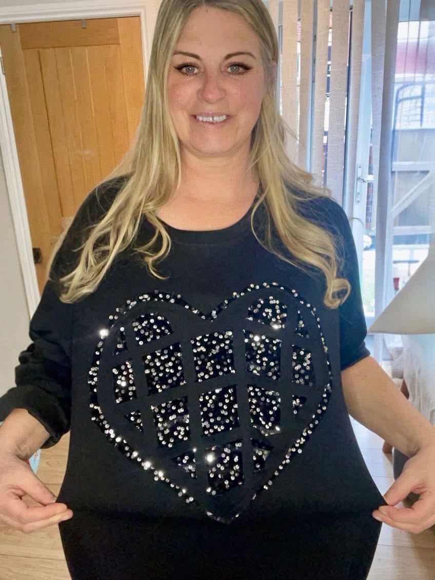 Plus Size Sequin Heart Top